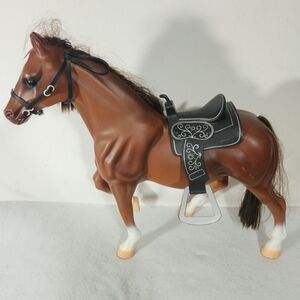 Vtg 20" Battat Our Generation Horse  Brown White Removable Black Saddle 90s